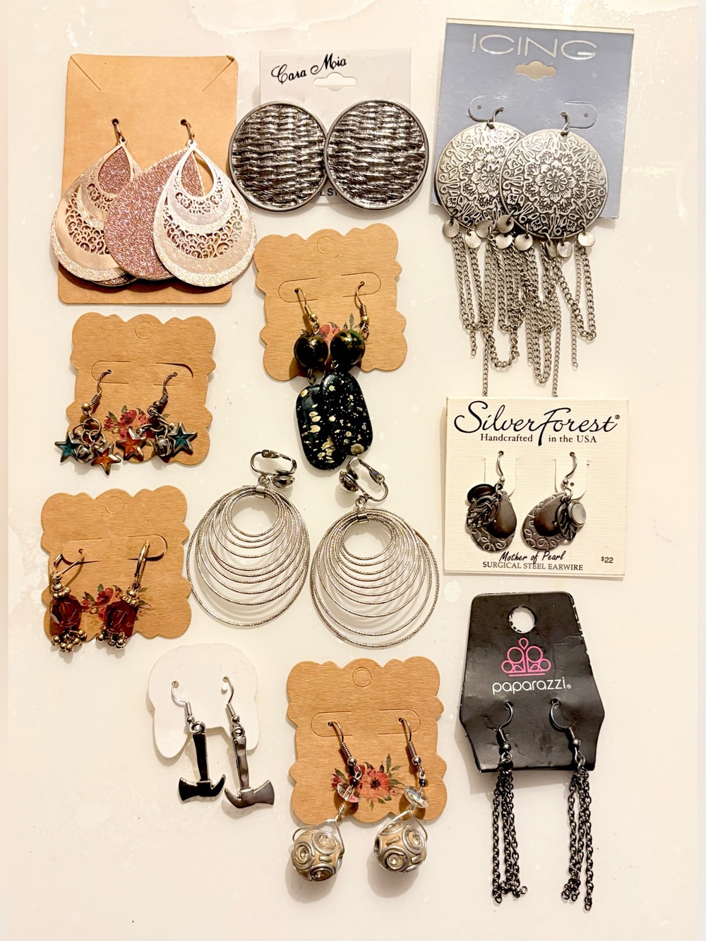 Mixed Women’s Earring Set — Silver, Pink, Black & Gold Accents Set of 11 Pairs